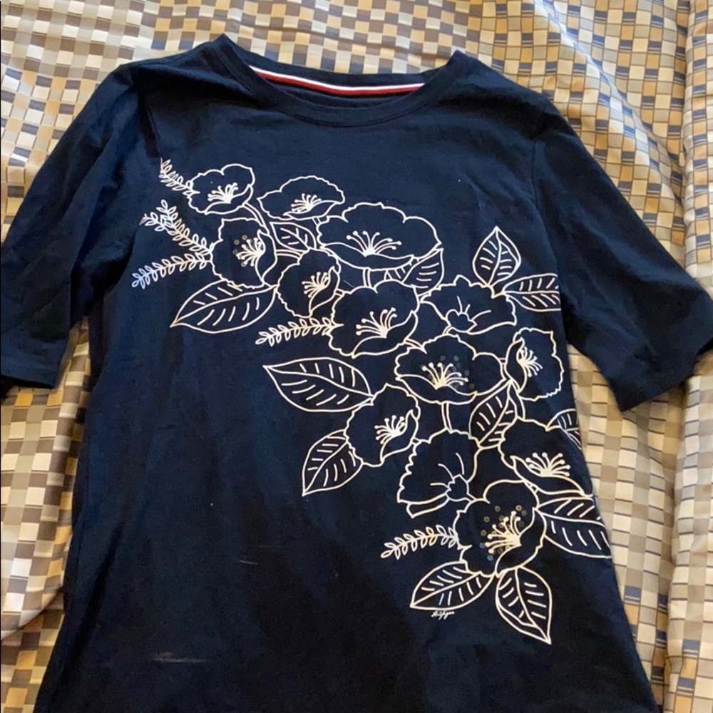 Tommy Hilfiger floral embroidered top